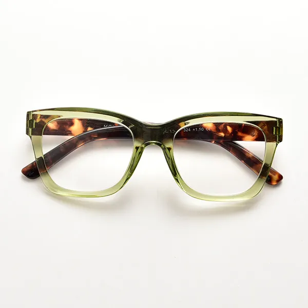 Front view of teal gradient cat eye frame with blue light blocking lenses