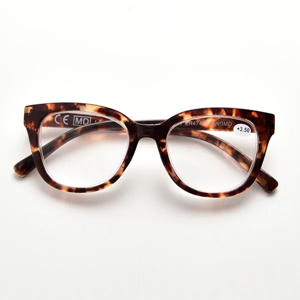 Front view of brown tortoise shell cat eye reading glasses