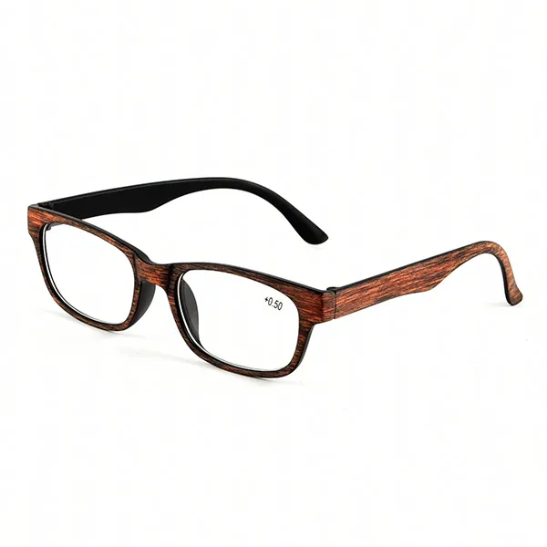 Rectangle reading glasses with wood grain texture finish