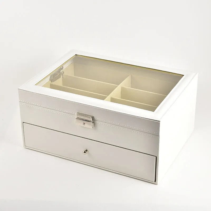 Leather Sunglasses Organizer White Color