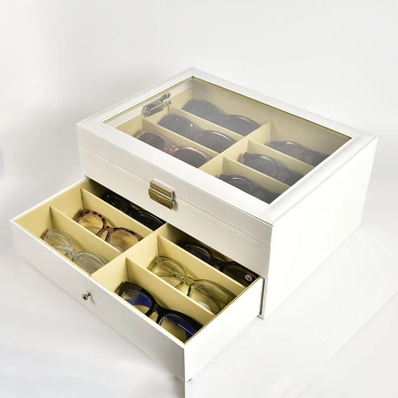Leather Sunglasses Organizer white