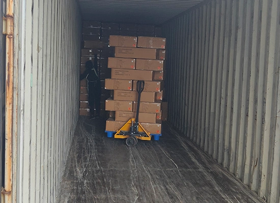 View our eyeglasses factory loading process. We carefully stack and load cartons into containers to ensure damage-free global export.