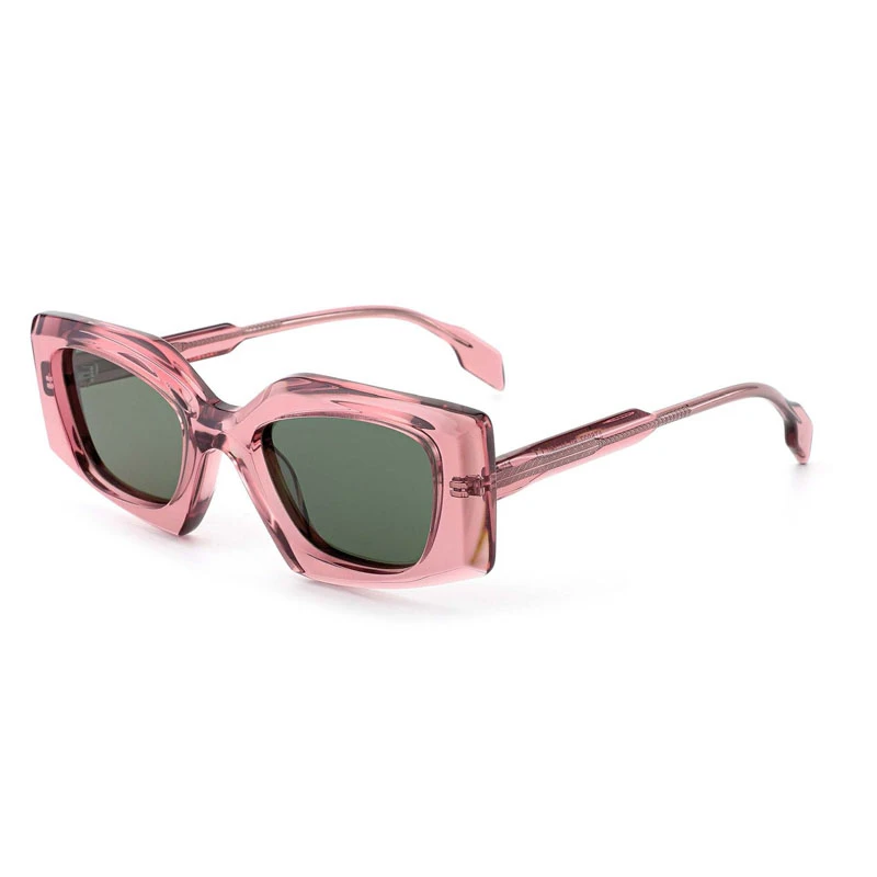 Fashionable women's acetate sunglasses in a vibrant crystal pink.