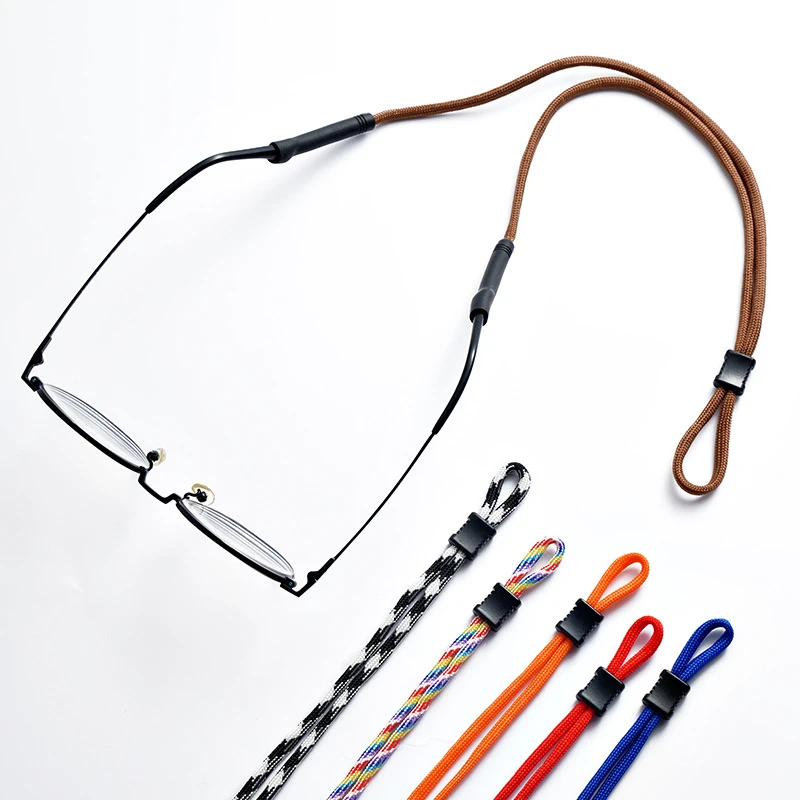 Unisex eyeglasses holder strap set showing adjustable braided cords, anti-slip silicone ends, and multiple color options for wholesale buyers.