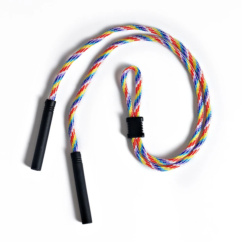 Blue and white braided eyeglasses holder strap with adjustable slider for unisex eyewear accessory wholesale.