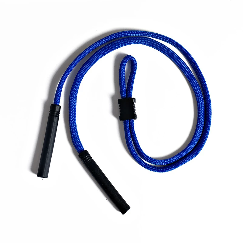 Neon green eyeglasses holder strap with adjustable slider and silicone ends for secure fit on most frames.