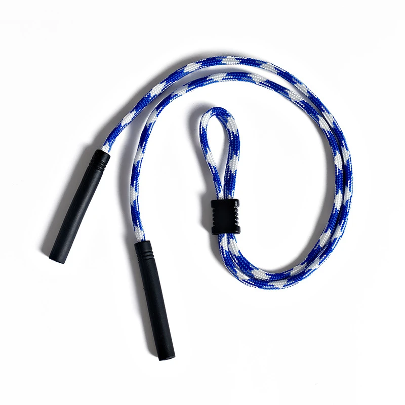 Rainbow braided eyeglasses holder strap for men and women, adjustable cord with anti-slip silicone ends for bulk orders.