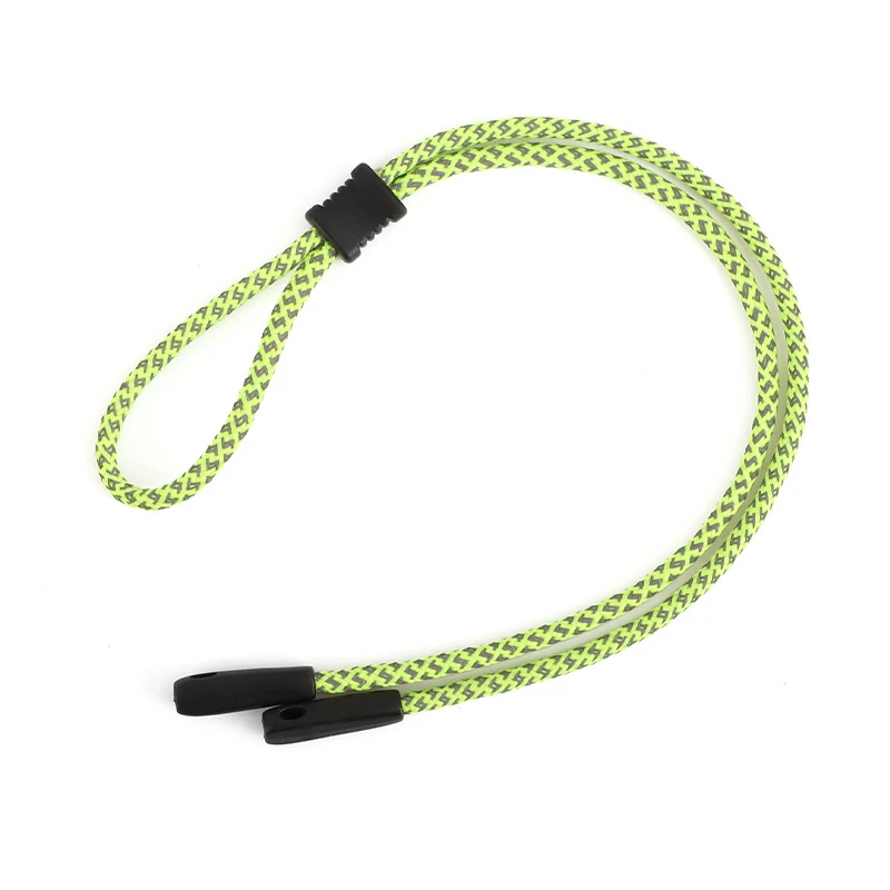 Green braided eyewear retainer strap with adjustable toggle slider and silicone temple tips for secure fit wholesale