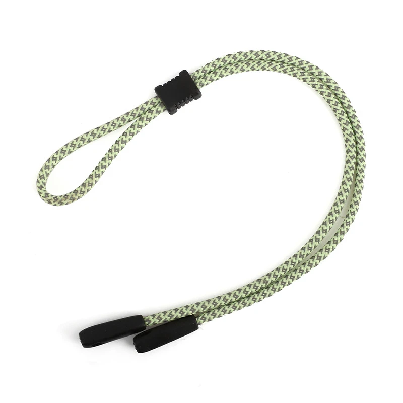 Olive green braided eyewear retainer strap with adjustable toggle for outdoor and tactical eyewear bulk supply.