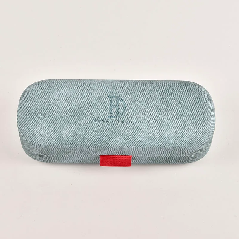 A vibrant blue hardshell glasses case with a texture fabric finish, offered wholesale for bulk purchasing.