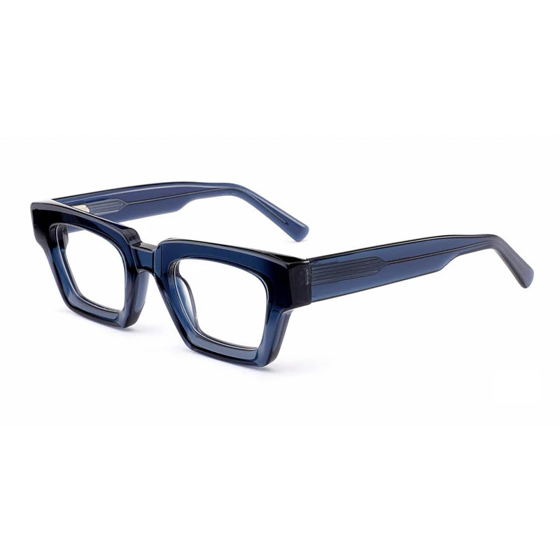 Fashion acetate spectacle frames in transparent blue color.