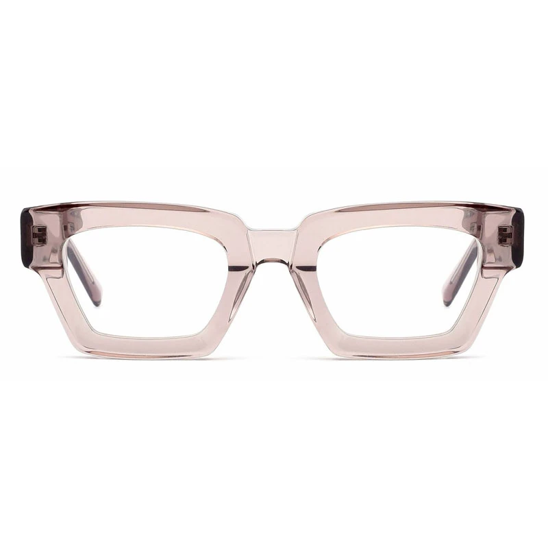 Trendy acetate spectacle frames in rose pink transparent