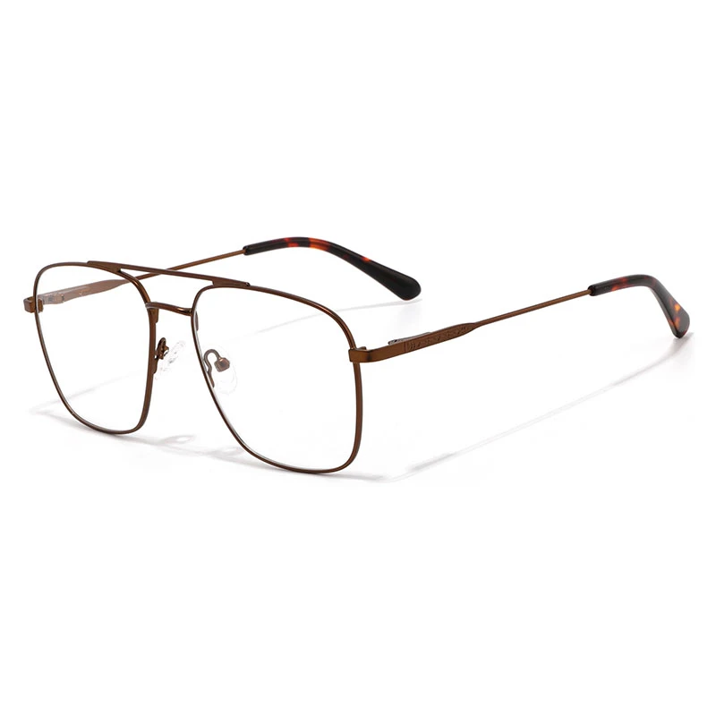 A timeless brown pilot glasses frame in a durable metal finish.