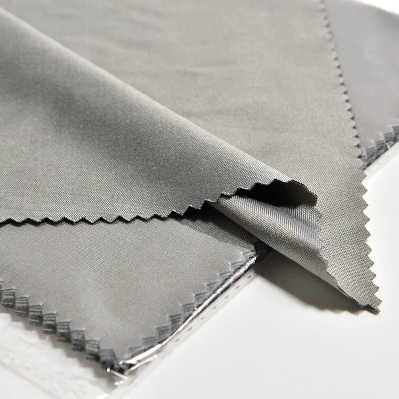 details of a grey color cleaning cloth for eyeglasses.