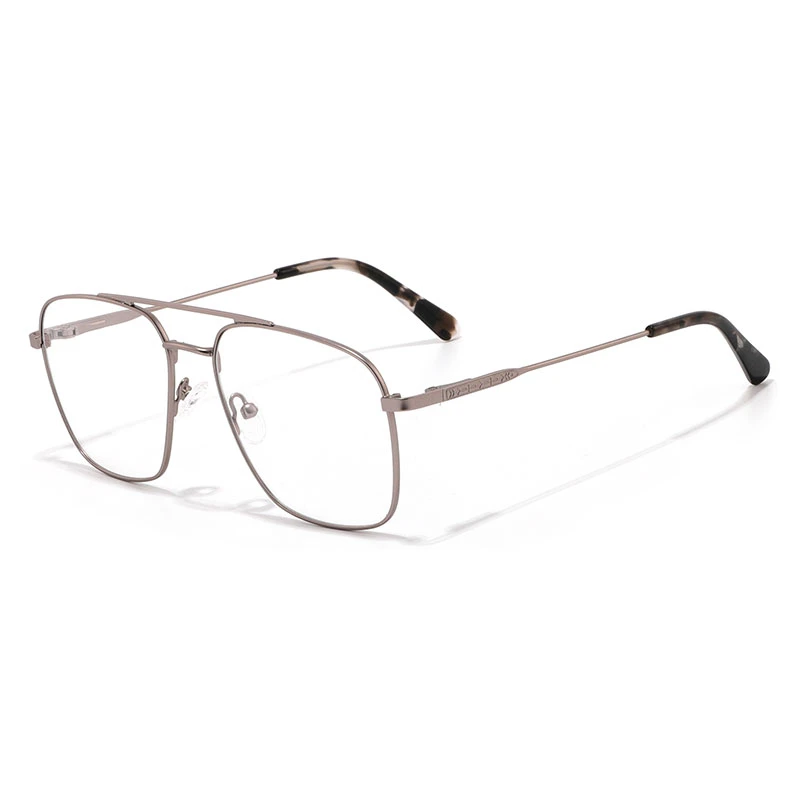 Gunmetal pilot glasses frame with a classic double bridge design.