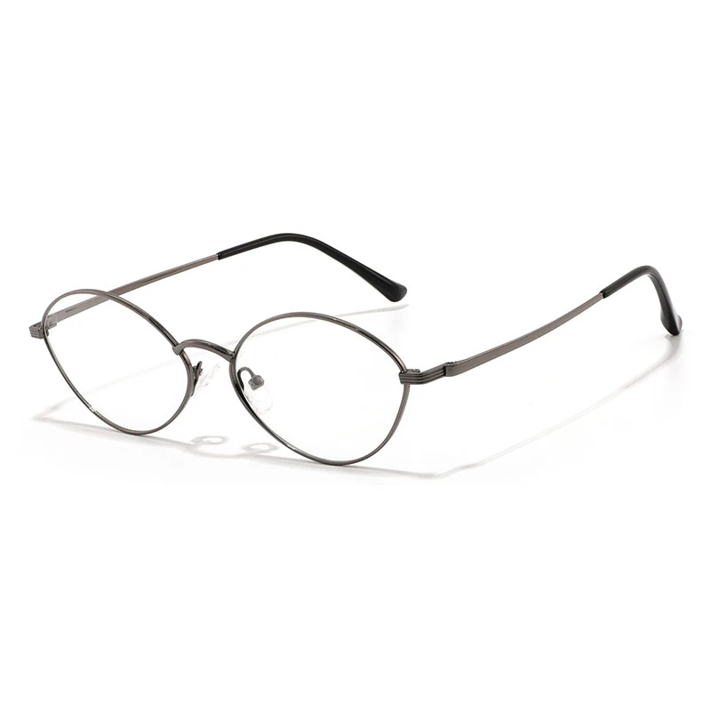 side view of a round metal optical frames in gunmetal grey.